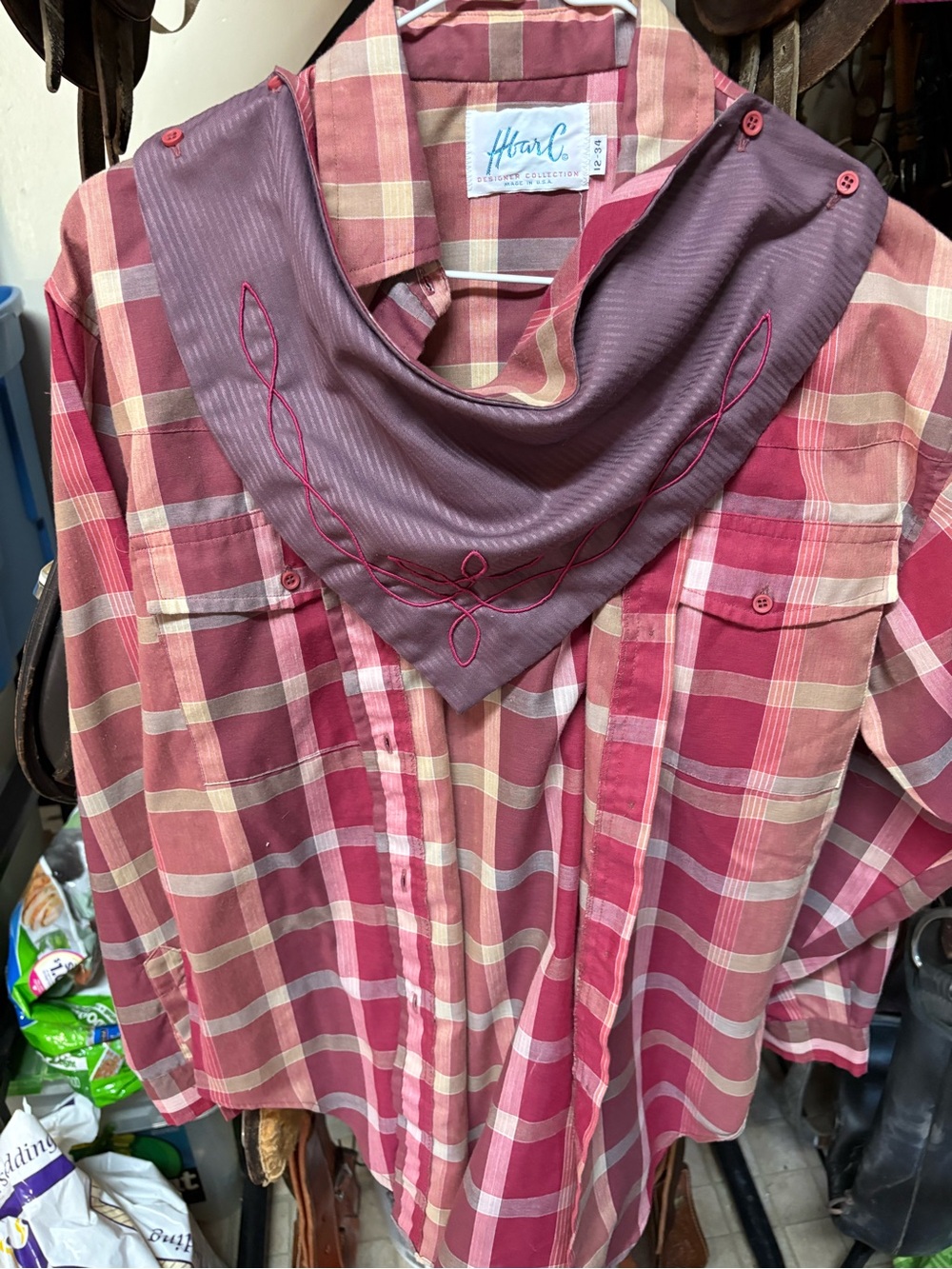 H bar C  1990s western shirt with bandana